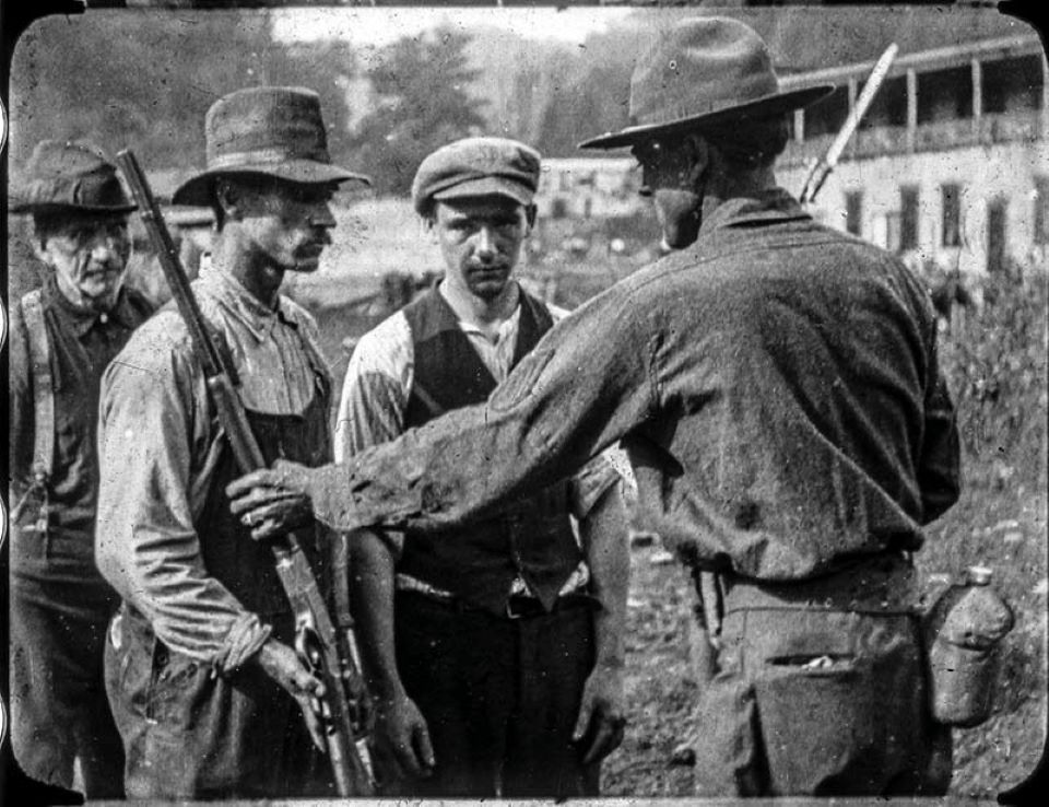 Armed miners during the Battle of Blair Mountain