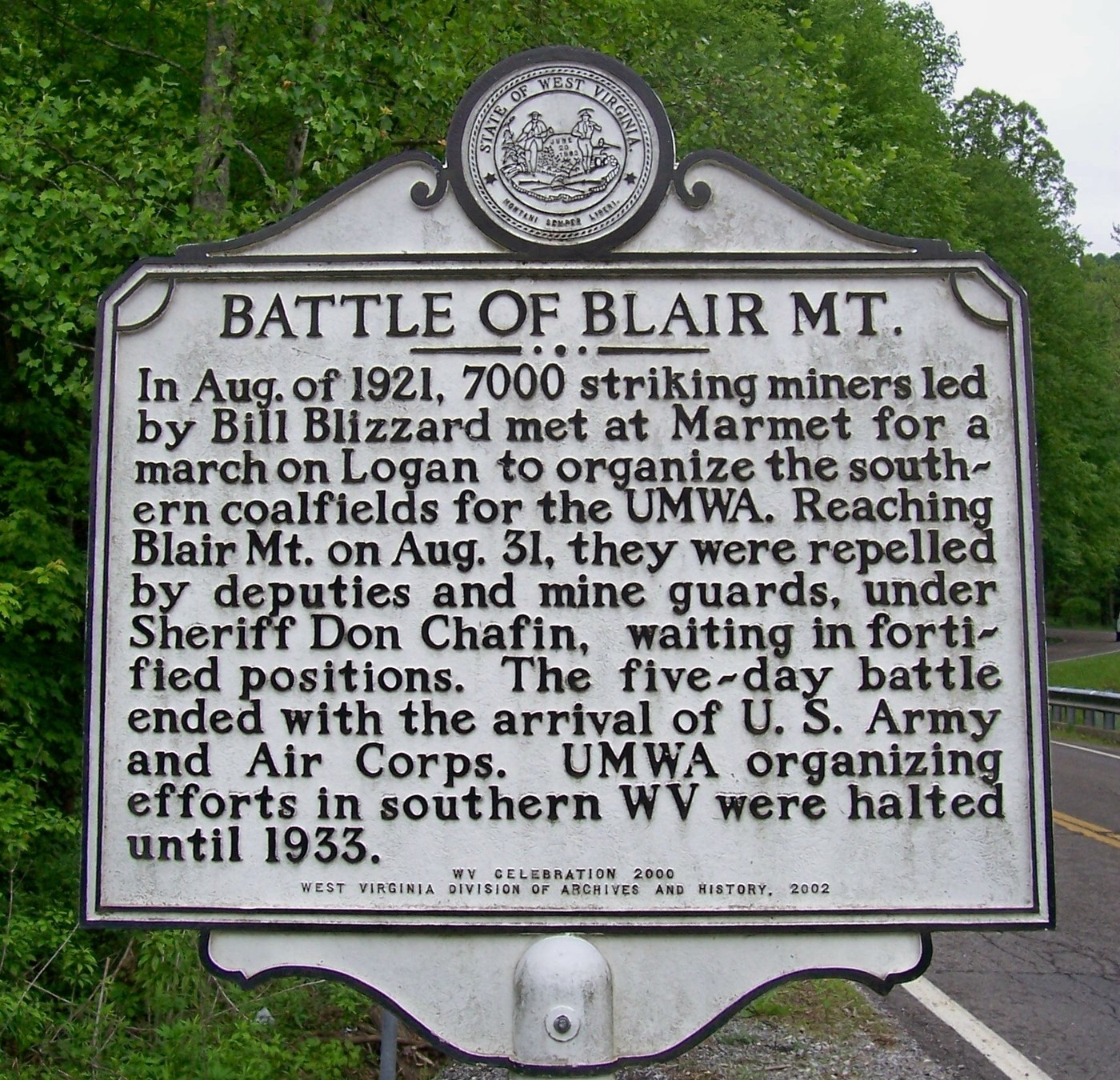 Blair Mountain historical marker